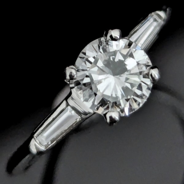 1950 GIA 1ct Diamond GI1 Baguette Platinum Engagement Ring Vintage Estate Retro LAYAWAY AVAILABLE