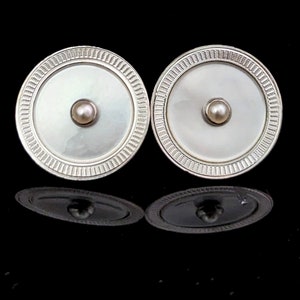 Vintage 14k Gold Earrings Pearls & Mother of Pearl – Chic Cufflink Redesign Gift LAYAWAY AVAILABLE