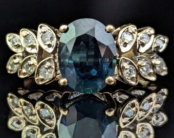 GIA Natural NO HEAT 2ct Sapphire Diamonds 14k Gold Ring Vintage Retro Estate Layaway Available