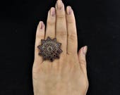 Estate Oversized Bohemian Garnet 10k Yellow Gold Gold Plated Ring Cocktail Antique Vintage LAYAWAY AVAILABLE