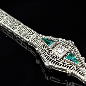 1920s Art Deco Diamond 10k White Gold Filigree Bracelet Vintage Antique Gift 7in LAYAWAY AVAILABLE