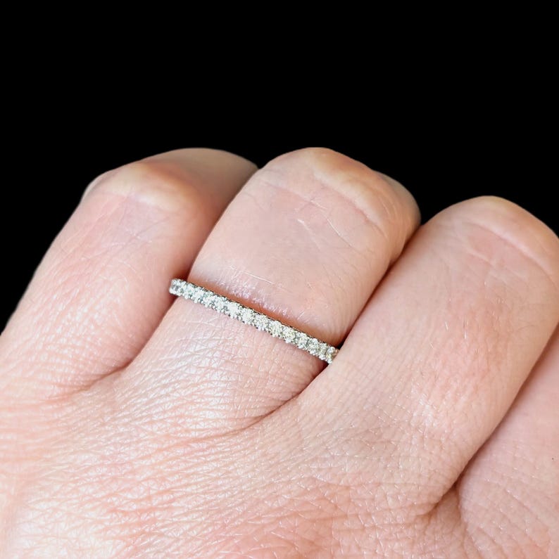 Estate Natural Diamonds 14k White Gold Band Ring 50% Eternity Wedding ...