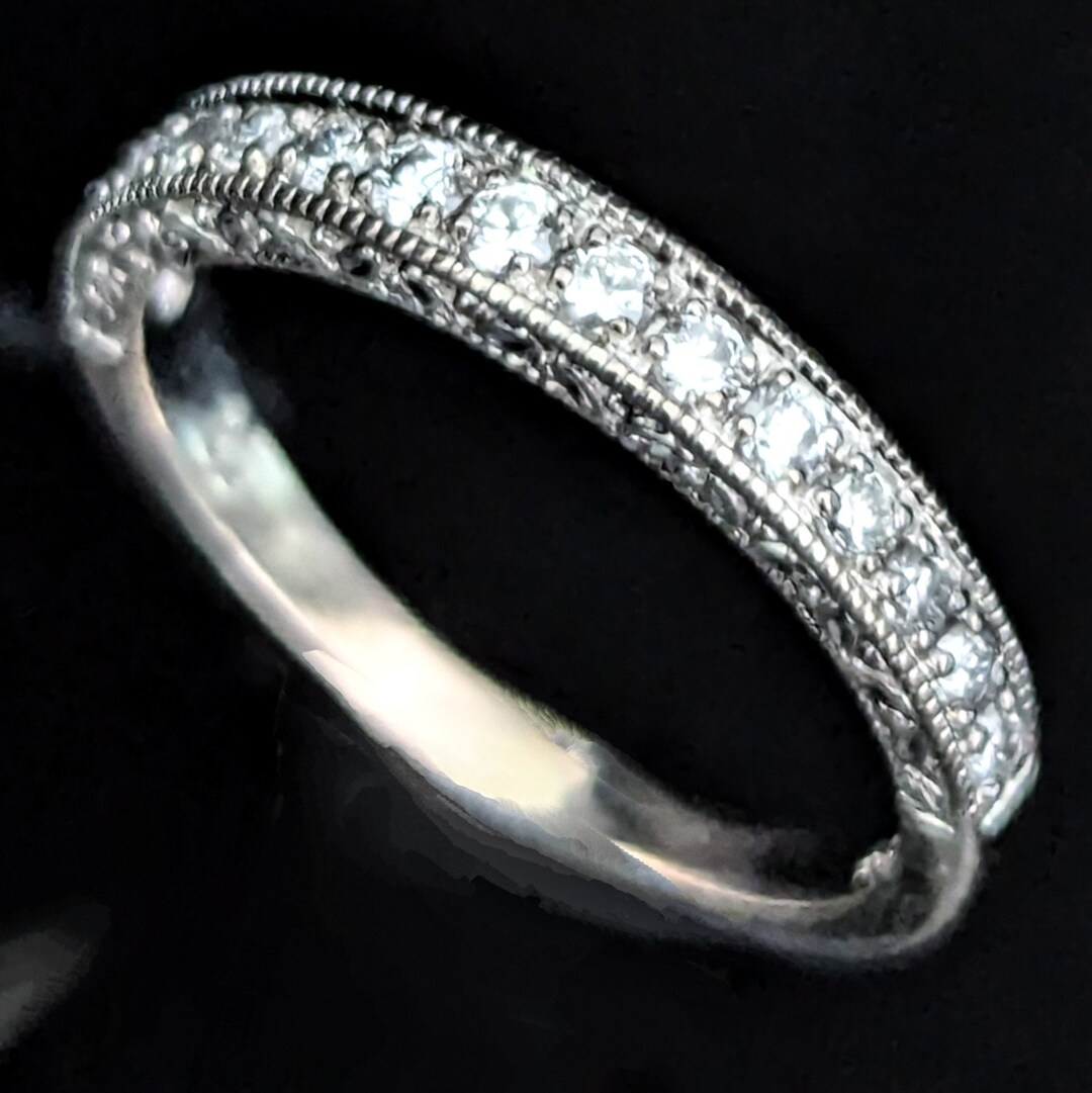 Estate Diamonds 14k White Gold Band Ring Wedding Anniversary by FOREVER ...