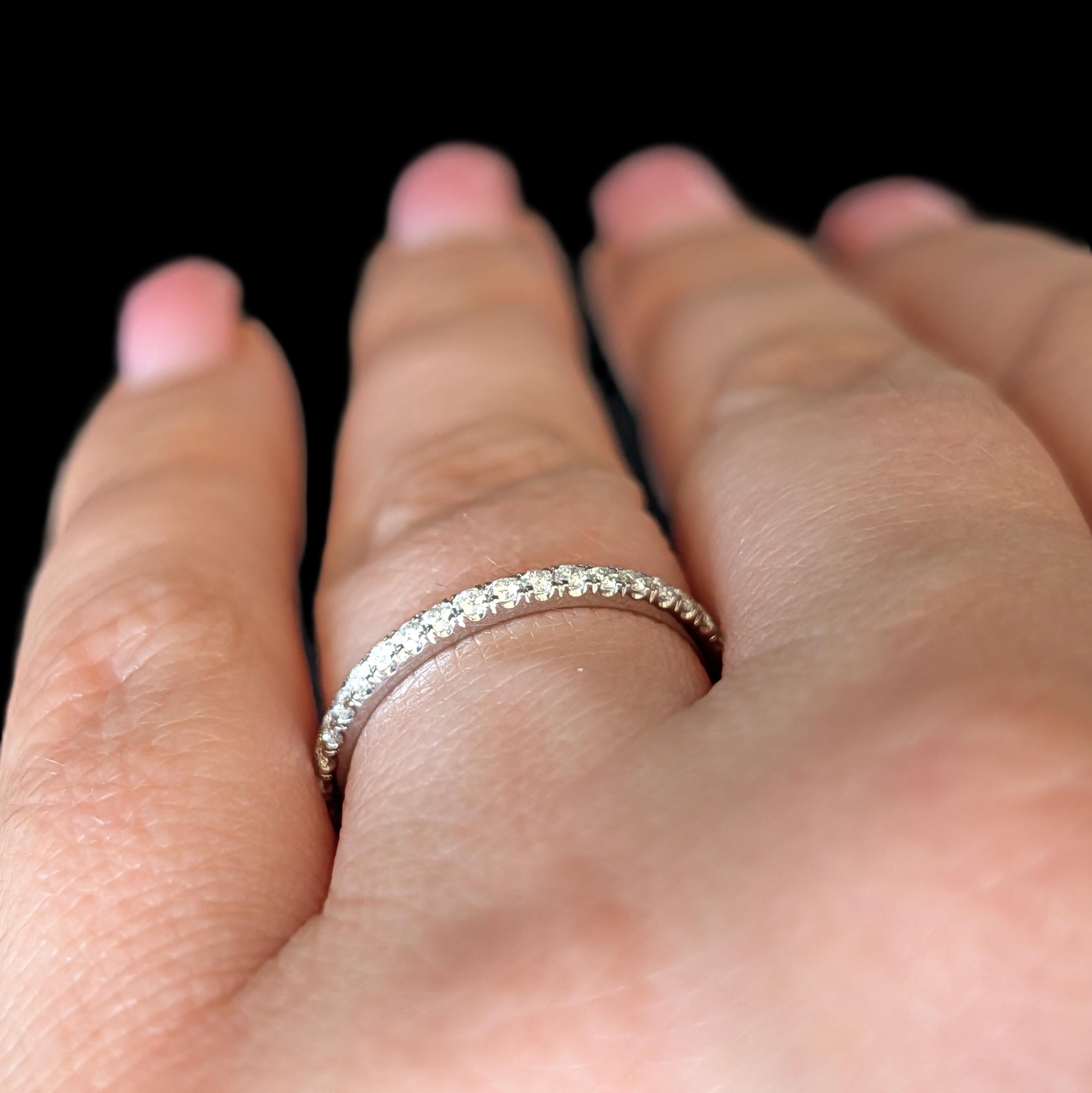 Estate Natural Diamonds 14k White Gold Band Ring 50% Eternity Wedding ...