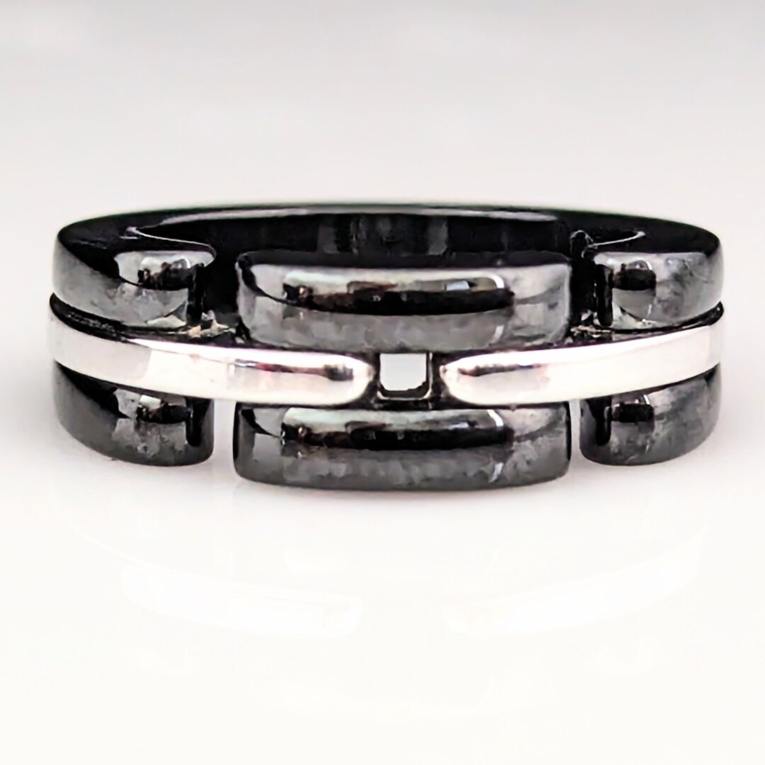 Chanel ゴールド ブラック リング Ultra Ring White Gold & Black Ceramic - J2636 | CHANEL