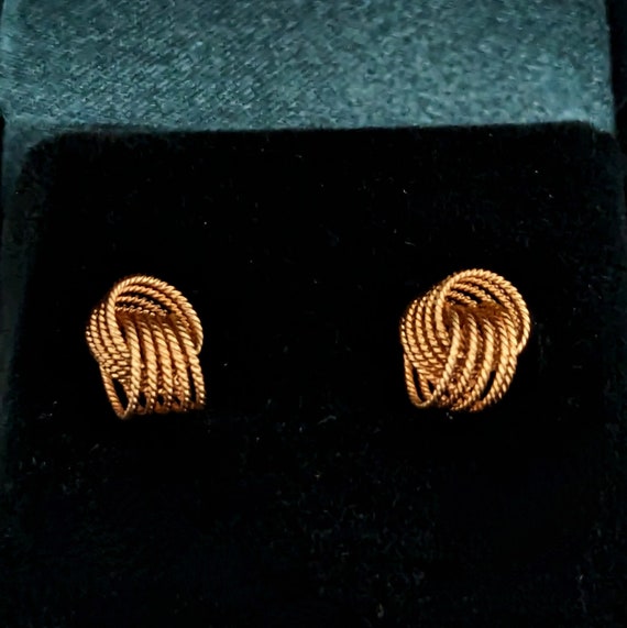 Vintage 14k Yellow Gold Earrings Twisted Rope Kno… - image 5