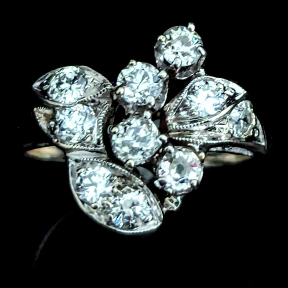 Vintage Old European & Mine Cut Diamonds 14k Whit… - image 1