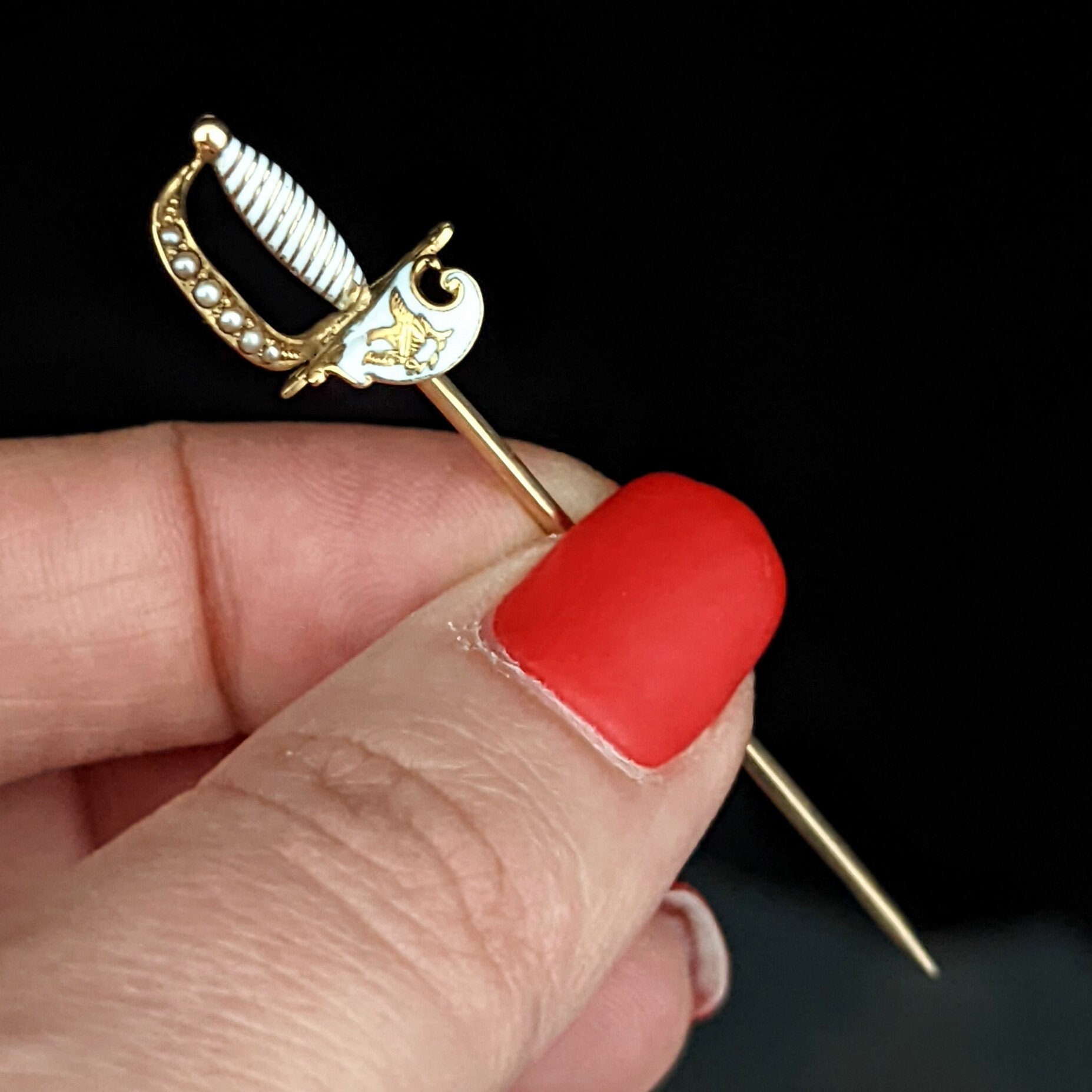 Diamond Lapel Pin in 14K Solid Gold, Diamond Stick Pin for Men