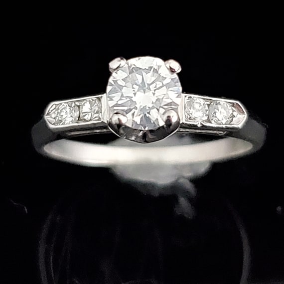 Vintage Diamond Platinum Engagement Ring Bridal Gift Estate Jewelry Accents  LAYAWAY AVAILABLE