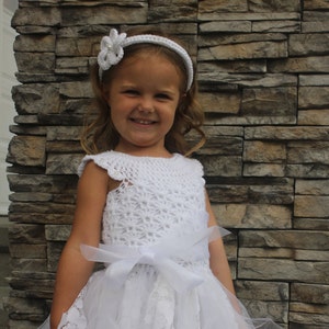 Crochet Dress: Flower Girl Dress, Crochet Tutu, First Communion Dress,  Toddler-13yrs &#39;Mary&#39;s Dress&#39;, Crochet Flower Hairband