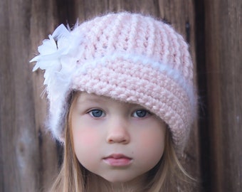 Crochet Hat Pattern: 'Vintage Twist', Crochet Cloche, Fabric Embellishment, Newborn to Women, Bonus Crochet Blossom