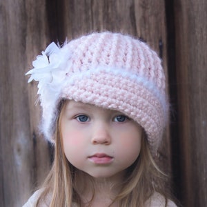 Crochet Hat Pattern: 'Vintage Twist', Crochet Cloche, Fabric Embellishment, Newborn to Women, Bonus Crochet Blossom