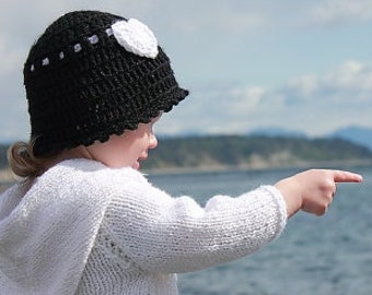 Crochet Hat Pattern: 'Wintertime Love', Valentine Hat, Crochet Cloche, Crochet Snowflake, Crochet Heart