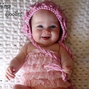 Baby Girl Crochet Hat pattern: 'Wild Rose', Crochet Hat & Legwarmers, Crochet Flower Embellishment, Newborn to Toddler image 2