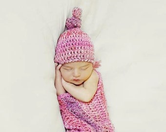 Newborn Crochet Pattern: 'Sweetpea's Hat & Wrap', Easy Crochet, Photo Prop