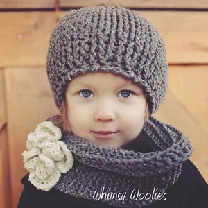 CROCHET HAT PATTERN: Crochet Beret, Infinity Scarf With Crochet Flower ...