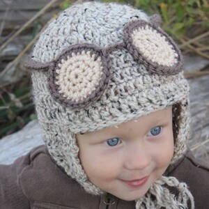 Boys Crochet Hat Pattern: Pilot Hat, Aviator Hat, Kid's Winter Fashion image 2