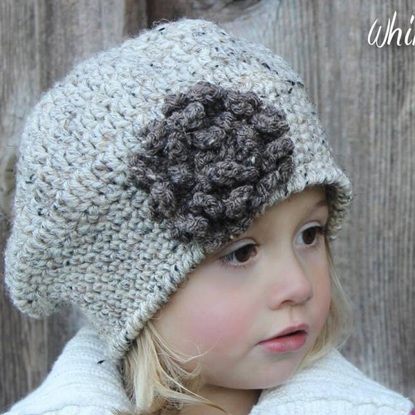 MOTIF de béret au CROCHET : 'Sofia Belle Beret with Crochet Flower', Mode hivernale