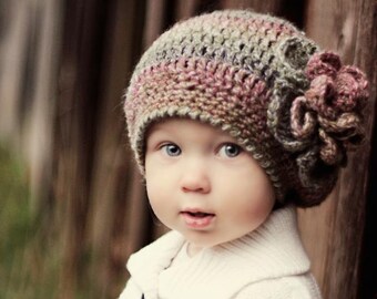 Crochet Hat Pattern: 'Raspberry Beret', Crochet Hat, Crochet Flower, Toddler, Child & Adult
