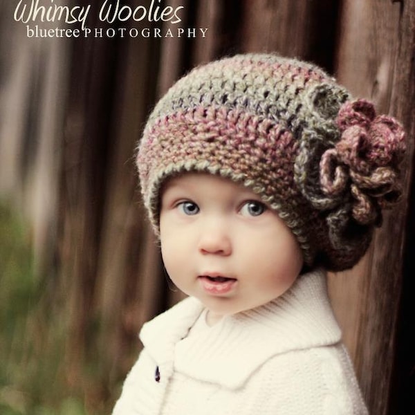 Crochet Hat Pattern: 'Raspberry Beret', Crochet Beret, Crochet Flower, Toddler, Child & Adult