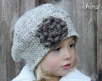 CROCHET Beret PATTERN: 'Sofia Belle Beret with Crochet Flower', Winter Fashion