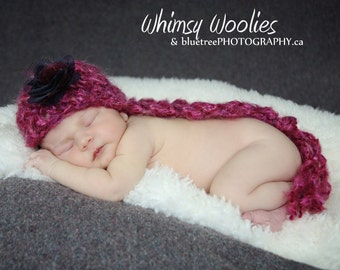 Baby CROCHET HAT PATTERN: "Pixie Tales", Crochet Beanie, Photo prop, with Fabric Flower Embellisment