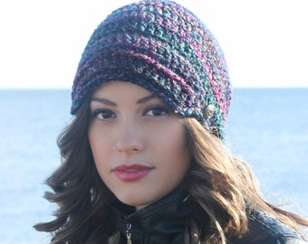 Newsboy Crochet Hat Pattern: 'Marble Newsboy' Toddler - Women's