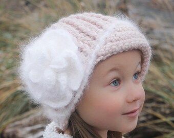 Crochet Hat Pattern: Crochet Cloche, Crochet Flower Pattern, Newborn - Women, 'Vintage Twist Blossom'