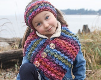 Crochet Button Scarf Pattern, Crochet Button Wrap Scarf,  Crochet Headband, Crochet Boot Cuffs, Child-Women, Easy Crochet