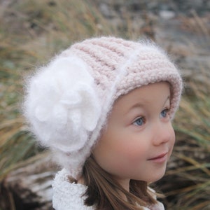 Crochet Hat Pattern: Crochet Cloche, Crochet Flower Pattern, Fabric Flower, Newborn - Women, &#39;Vintage Twist Blossom&#39;