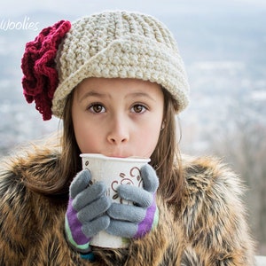 Crochet Hat Pattern: 'Vintage Twist Blossom' Crochet Cloche, Crochet Flower, Winter Fashion