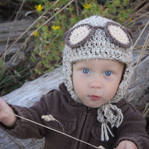 Boys Crochet Hat Pattern: Pilot Hat, Aviator Hat, Kid's Winter Fashion image 1