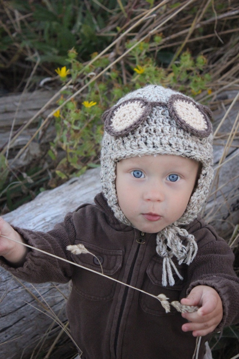 Boys Crochet Hat Pattern: Pilot Hat, Aviator Hat, Kid's Winter Fashion image 1