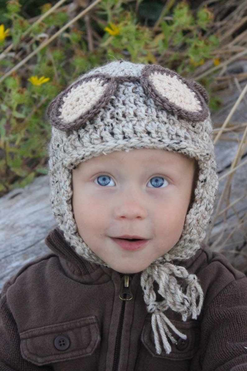 Boys Crochet Hat Pattern: Pilot Hat, Aviator Hat, Kid's Winter Fashion image 3