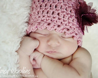 Baby Crochet Hat Pattern: "Fairy Dust" Crochet Cloche, Fabric Flower