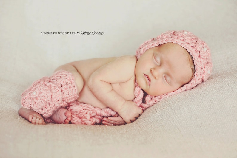 Crochet Hat Pattern: Baby Crochet Hat, Crochet Bonnet, Crochet Leg Warmers, Crochet Flowers, 0-3mo, 6-12mo & Toddler, 'Wild Rose' image 4
