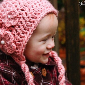 Baby Girl Crochet Hat pattern: 'Wild Rose', Crochet Hat & Legwarmers, Crochet Flower Embellishment, Newborn to Toddler image 5