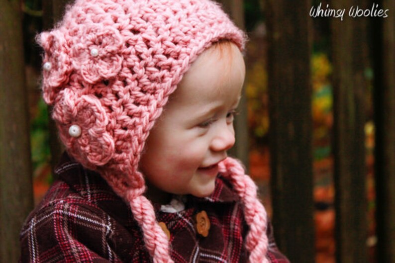 Baby Girl Crochet Hat pattern: 'Wild Rose', Crochet Hat & Legwarmers, Crochet Flower Embellishment, Newborn to Toddler image 5