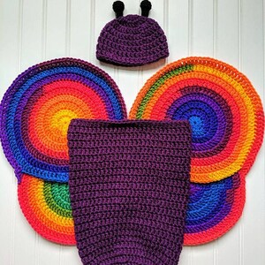 Crochet Pattern: Newborn Crochet Hat, Newborn Crochet Cocoon, Crochet Wings, Crochet Photo Prop &#39;Lil&#39; Luv Bug&#39;