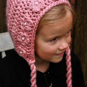 Crochet Hat Pattern: Baby Crochet Hat, Crochet Bonnet, Crochet Leg Warmers, Crochet Flowers, 0-3mo, 6-12mo & Toddler, 'Wild Rose' image 2