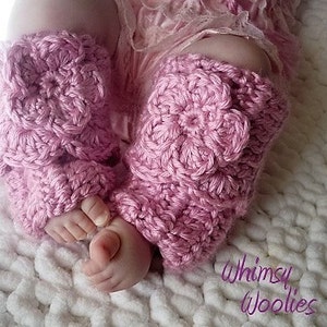 Baby Girl Crochet Hat pattern: 'Wild Rose', Crochet Hat & Legwarmers, Crochet Flower Embellishment, Newborn to Toddler image 3