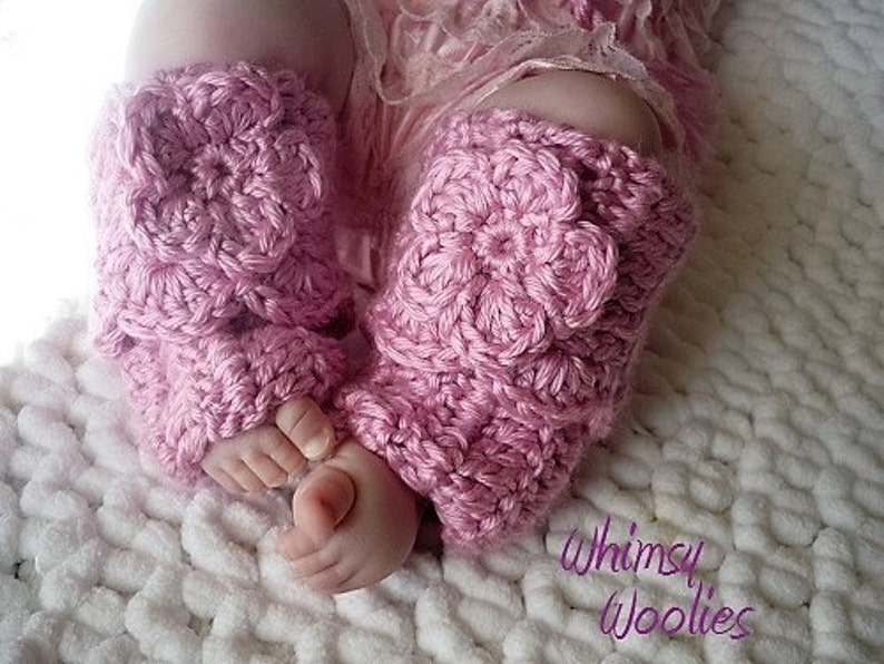 Baby Girl Crochet Hat pattern: 'Wild Rose', Crochet Hat & Legwarmers, Crochet Flower Embellishment, Newborn to Toddler image 3