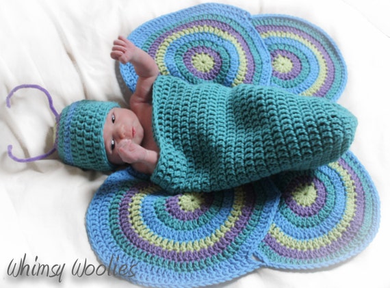 Newborn Crochet Pattern: Newborn Crochet Hat, Newborn Crochet Cocoon, Crochet Wings, Crochet Photo Prop, 'Lil' Luv Bug'