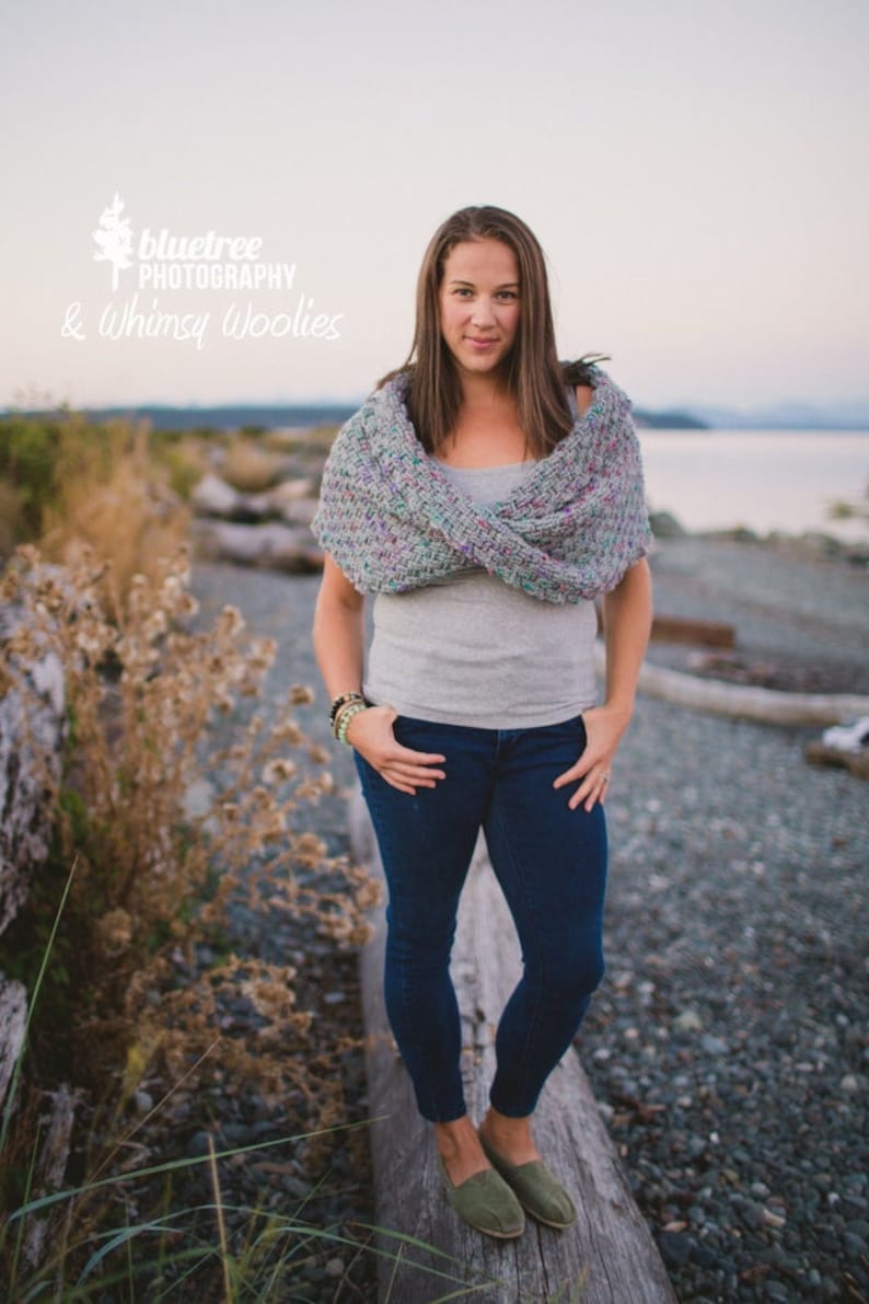 Crochet Shawl Pattern: Twisted Infinity Shawl, Crochet Mobius Shawl image 1