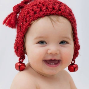 Christmas Crochet Hat Pattern: Beginner Crochet, 'Xmas Crochet Hat, Children's Crochet Hat, Earflap Crochet Hat, 'Jingle Bell Rock' image 3