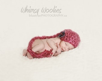 Baby Crochet Hat Pattern: 'Pixie Tales' with Fabric Flower Embellishment, Crochet Photo Prop