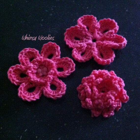Crochet Flower Pattern Assorted Flower Embellishment Set of Etsy