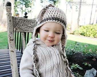 Crochet Hat Pattern: 'Wee Willow', Earflap Toque, Multi Sizing