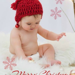 Christmas Crochet Hat Pattern: Beginner Crochet, 'Xmas Crochet Hat, Children's Crochet Hat, Earflap Crochet Hat, 'Jingle Bell Rock' image 4