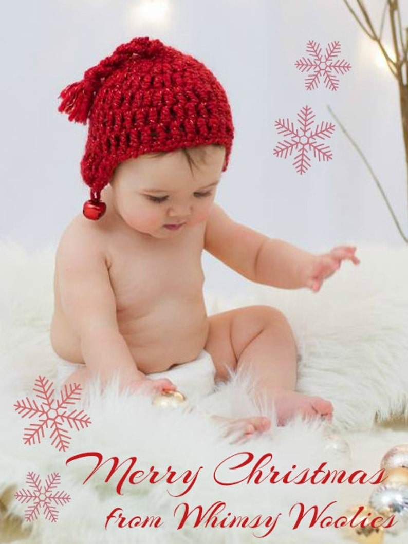 Christmas Crochet Hat Pattern: Beginner Crochet, 'Xmas Crochet Hat, Children's Crochet Hat, Earflap Crochet Hat, 'Jingle Bell Rock' image 4